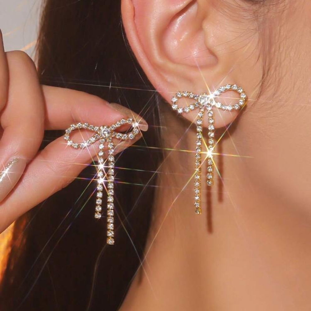 Rhinestone Bow Earrings